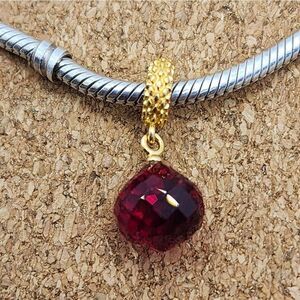 18K GOLD 925 STERLING SILVER RED RUBY CRYSTAL CHARM FOR PANDORA AND BRIGHTON